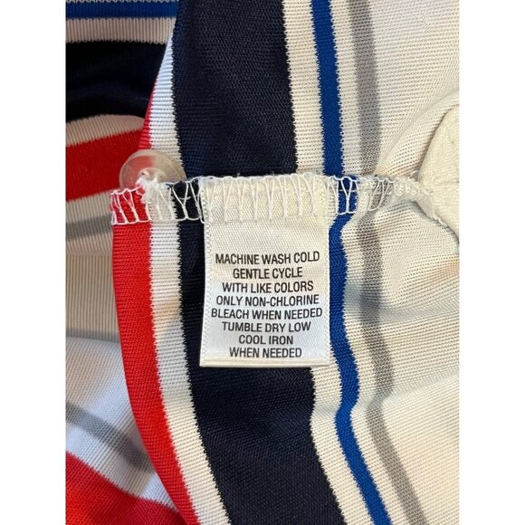 Greg Norman For Tasso Elba Mens L Polo Shirt Striped Red/White/Blue Polyester - Picture 4 of 8